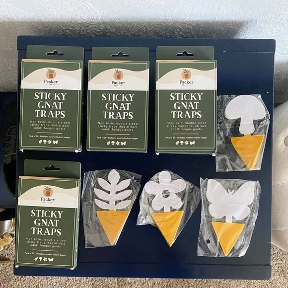 Sticky Gnat Traps (4 Packs 80 Total) Fun Assorted Natural Shapes Non-Toxic New - Picture 1 of 7